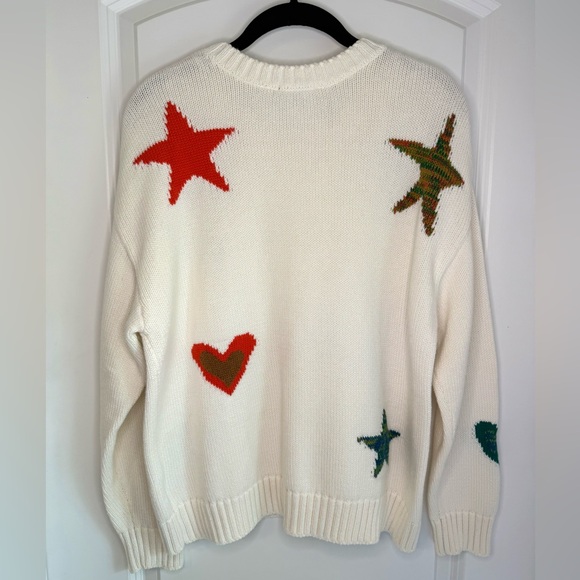 Rails Zoey Intarsia Star Cotton & Cashmere Sweater Ivory Rainbow Size M, NWOT - Picture 2 of 16